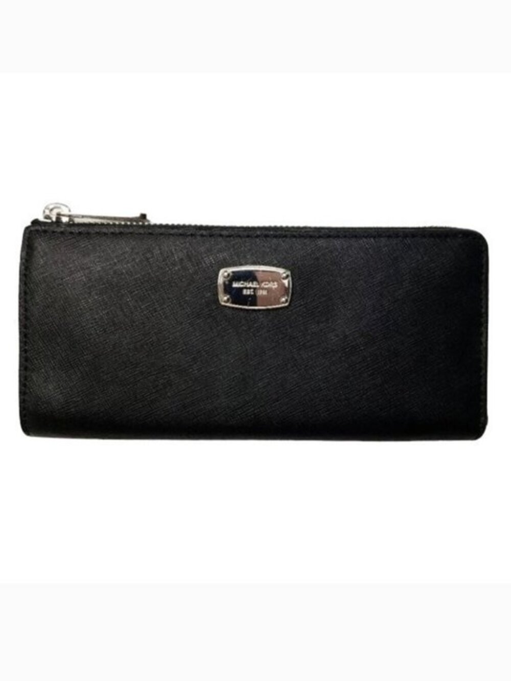 Michael Kors Black Saffiano Leather Jet‎ Set Zip Wallet